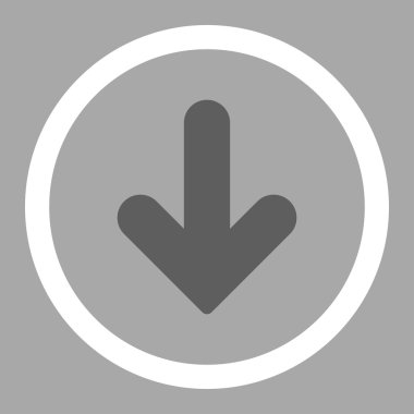 Arrow Down flat dark gray and white colors rounded vector icon