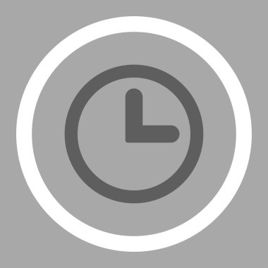Clock flat dark gray and white colors rounded vector icon