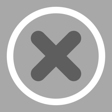 Cancel flat dark gray and white colors rounded vector icon