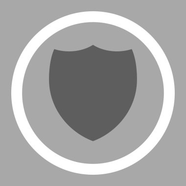 Shield flat dark gray and white colors rounded vector icon