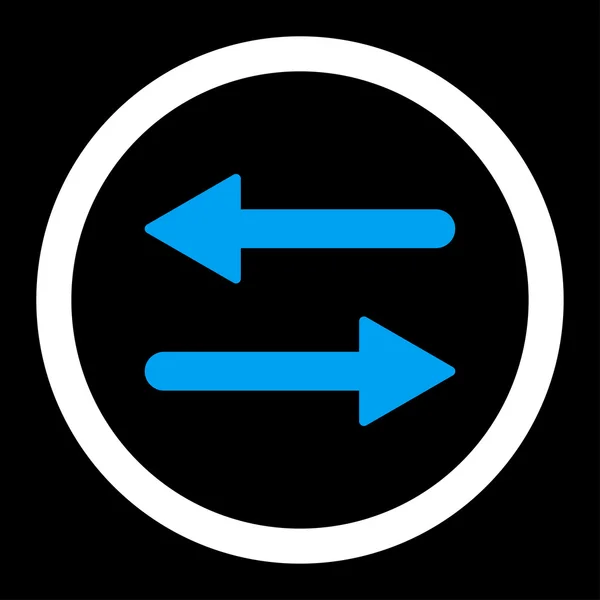 Frecce Scambio di colori blu e bianco piatto arrotondato icona vettoriale — Vettoriale Stock