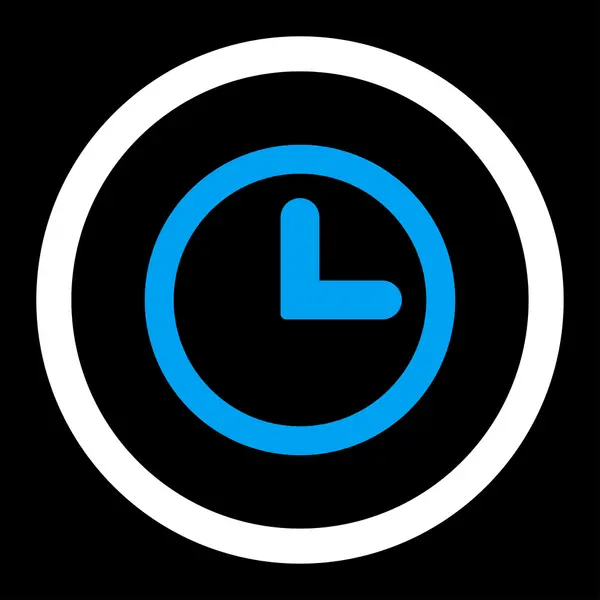 Klok platte blauwe en witte kleuren afgerond vector pictogram — Stockvector