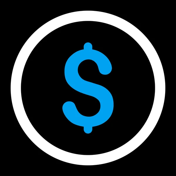 ドル フラット青と白の色の丸いベクトルのアイコン — ストックベクタ