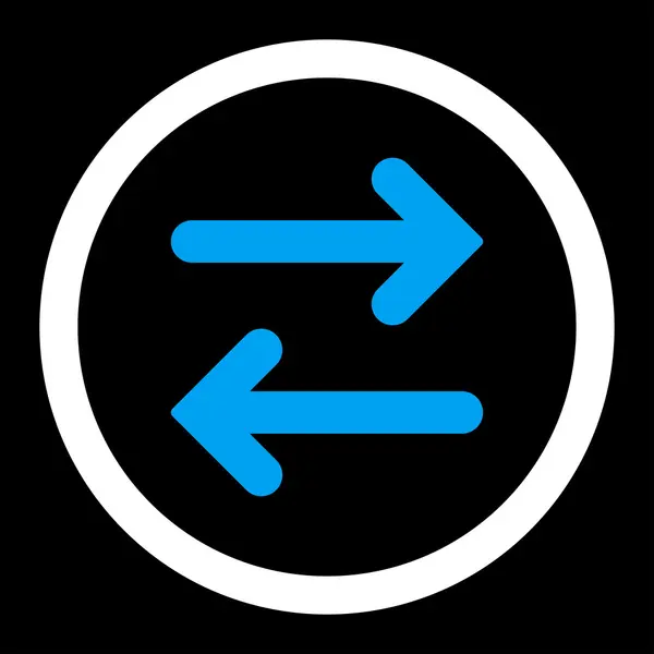 Flip horizontale platte blauwe en witte kleuren afgeronde vector pictogram — Stockvector