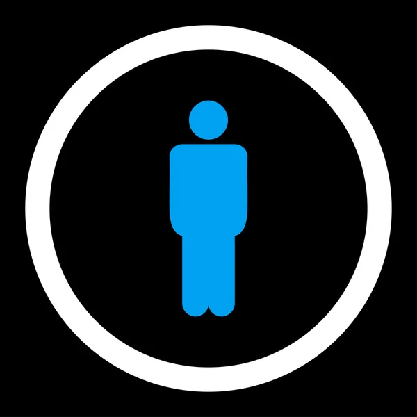 Hombre plana azul y blanco colores redondeado icono de vector — Vector de stock