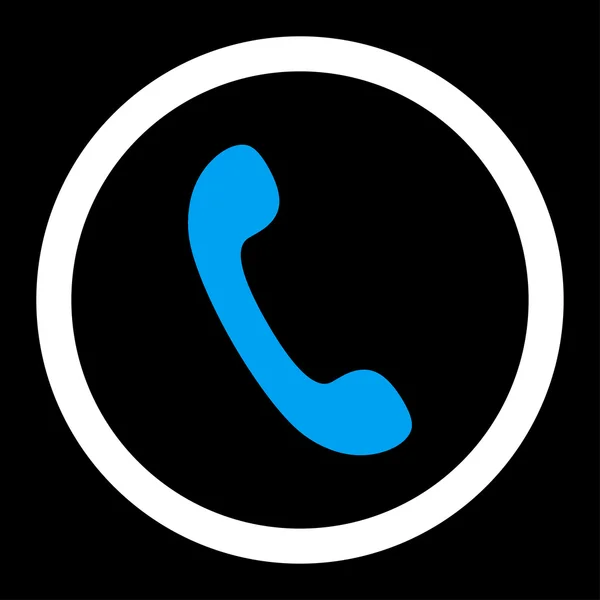 Telefone plana azul e branco cores arredondadas vetor ícone — Vetor de Stock