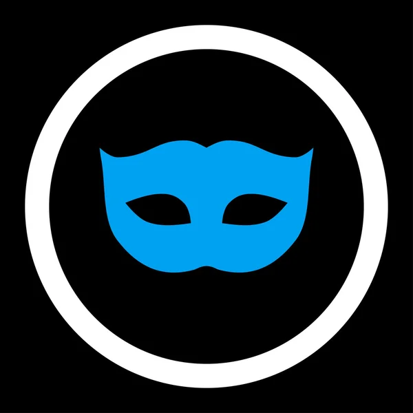 Privacy masker platte blauwe en witte kleuren afgerond vector pictogram — Stockvector