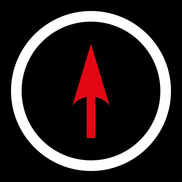 Flecha Axis Y plana de color rojo y blanco redondeado icono de vector — Vector de stock