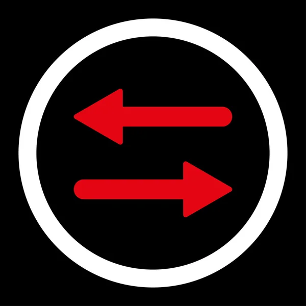 Šipek výměnu ploché červené a bílé barvy zaoblené vektorové ikony — Stockový vektor