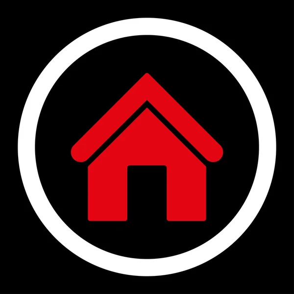 Strona główna płaskie czerwone i białe kolory ikona wektor zaokrąglona — Wektor stockowy