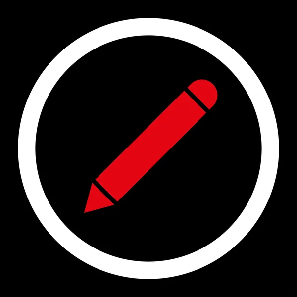 Matita piatta colori rosso e bianco arrotondato icona vettoriale — Vettoriale Stock