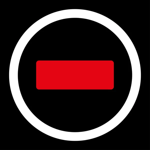 Menos plana de color rojo y blanco redondeado icono de vector — Archivo Imágenes Vectoriales