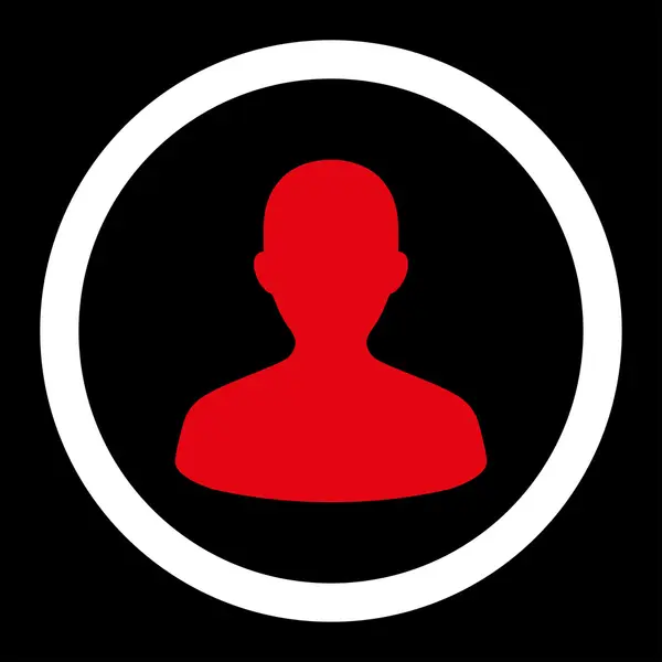 Utente piatta colori rosso e bianco arrotondato icona vettoriale — Vettoriale Stock