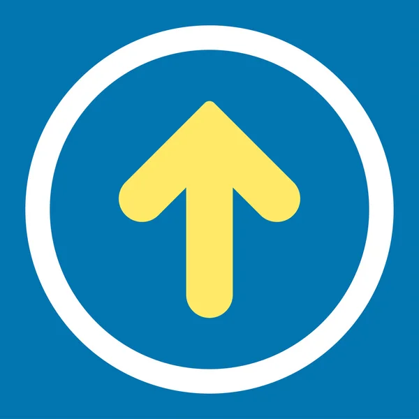 Flèche vers le haut plat jaune et blanc couleurs arrondie icône vectorielle — Image vectorielle