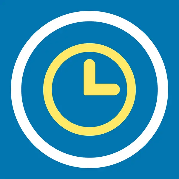 Clock flat yellow and white colors rounded vector icon — Stok Vektör