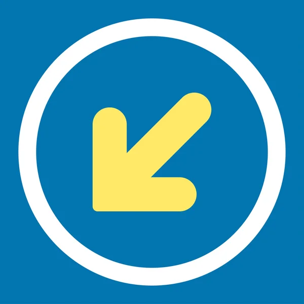Flèche vers le bas Couleur jaune et blanc plat icône vectorielle arrondie — Image vectorielle