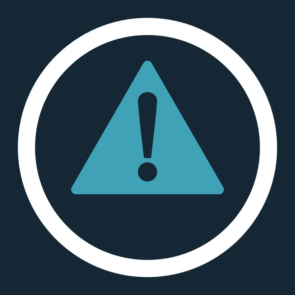 Warning flat blue and white colors rounded vector icon — Stok Vektör