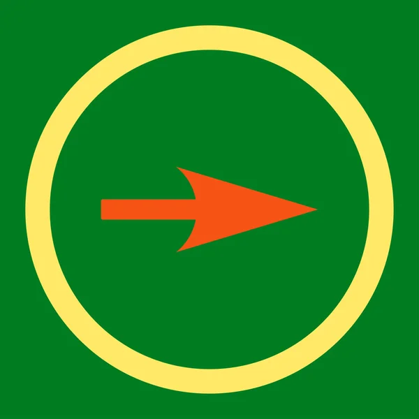 Arrow Axis X flat orange and yellow colors rounded vector icon — 스톡 벡터