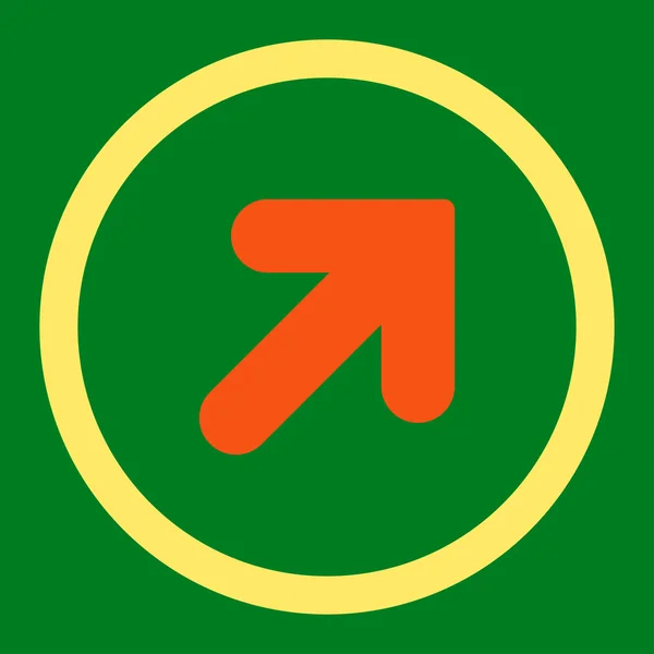 Arrow Up Right flat orange and yellow colors rounded vector icon — ストックベクタ