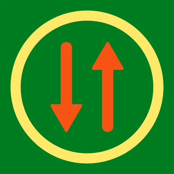 Arrows Exchange Vertical flat orange and yellow colors rounded vector icon — 스톡 벡터