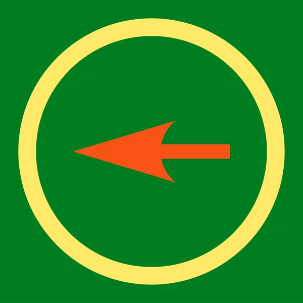 Sharp Left Arrow flat orange and yellow colors rounded vector icon — ストックベクタ