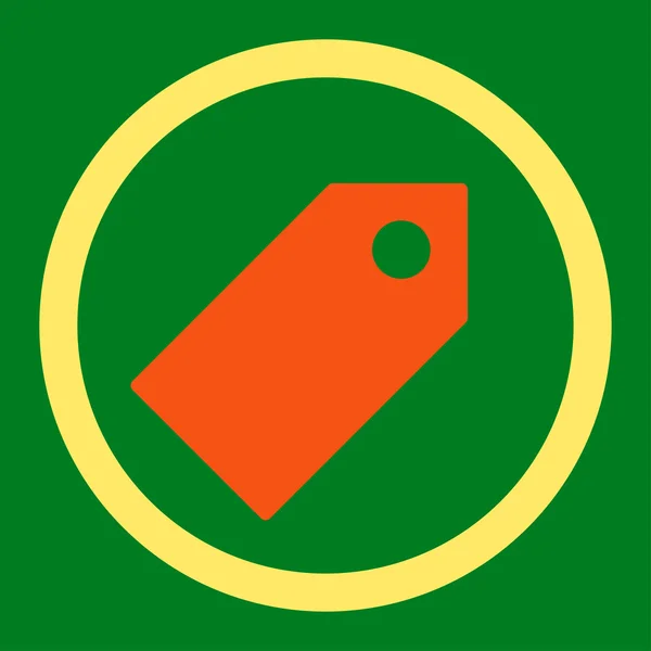 Etiqueta plana naranja y amarillo colores redondeado icono del vector — Vector de stock