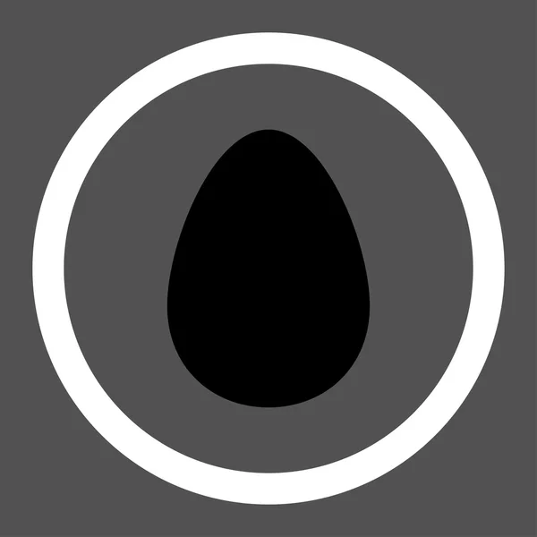 Huevo plana en blanco y negro colores redondeados vector icono — Archivo Imágenes Vectoriales