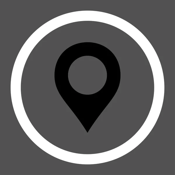 Map Marker flat black and white colors rounded vector icon — Wektor stockowy