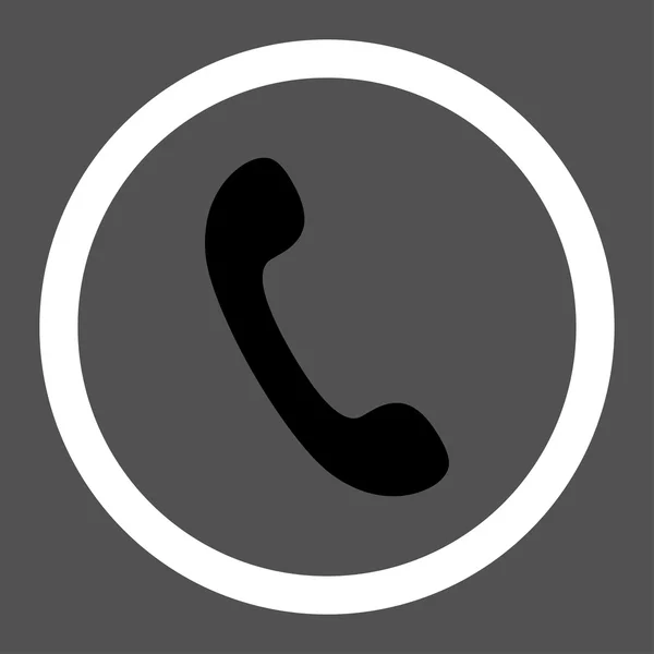 Phone flat black and white colors rounded vector icon — Wektor stockowy