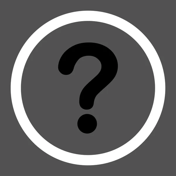 Pregunta plana en blanco y negro colores redondeado icono de vector — Archivo Imágenes Vectoriales