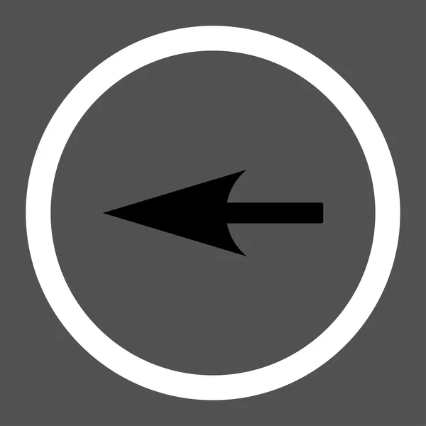 Sharp Left Arrow flat black and white colors rounded vector icon — Διανυσματικό Αρχείο