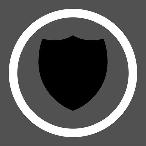 Shield flat black and white colors rounded vector icon — Διανυσματικό Αρχείο