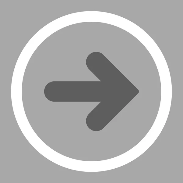 Freccia Destra piatta grigio scuro e bianco colori arrotondati icona vettoriale — Vettoriale Stock