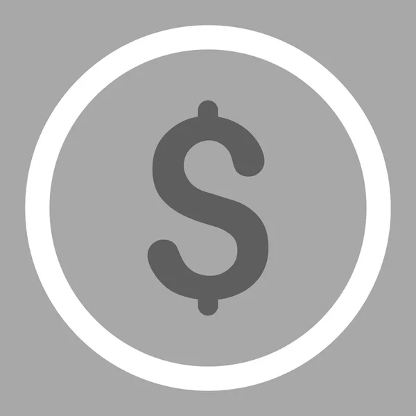 Dollar plat gris foncé et blanc couleurs arrondi icône vectorielle — Image vectorielle