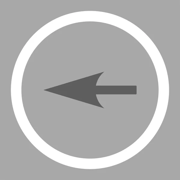 Flecha izquierda aguda plana gris oscuro y blanco colores redondeados vector icono — Archivo Imágenes Vectoriales