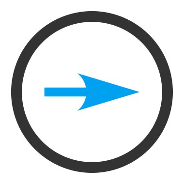 Ok Ekseni X düz mavi ve gri renkler yuvarlak vektör simgesi