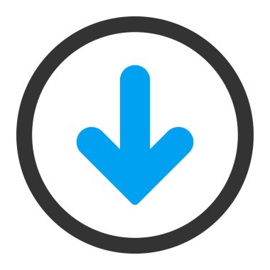 Ok Düz mavi ve gri renkler yuvarlanmış vektör simgesi