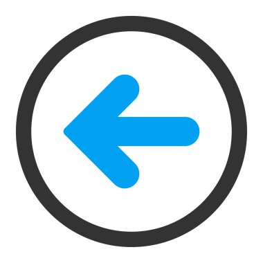 Sol düz mavi ve gri renkler yuvarlak vektör simgesi