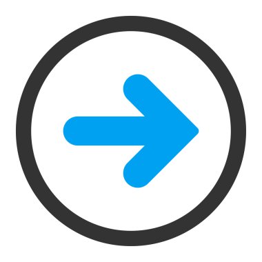Arrow Right flat blue and gray colors rounded vector icon