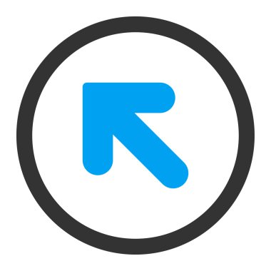 Yukarı Oku Sol düz mavi ve gri renkler yuvarlanmış vektör simgesi