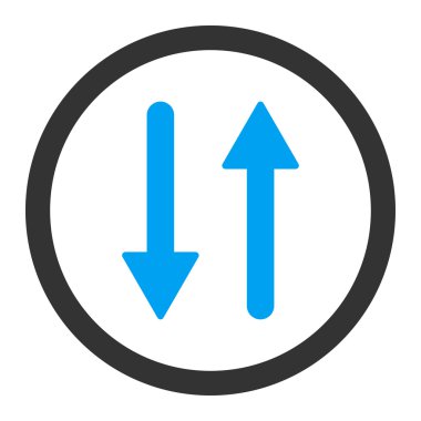 Arrows Exchange Vertical flat blue and gray colors rounded vector icon