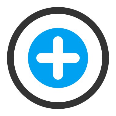 Düz mavi ve gri renkli yuvarlak vektör simgesi oluştur