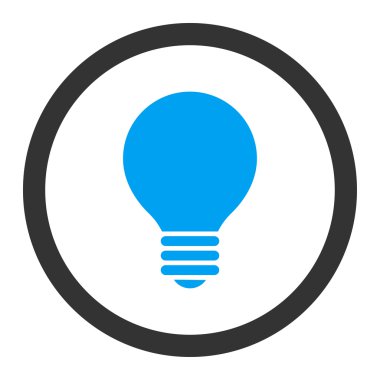 Elektrik Ampulü düz mavi ve gri renkler yuvarlak vektör simgesi