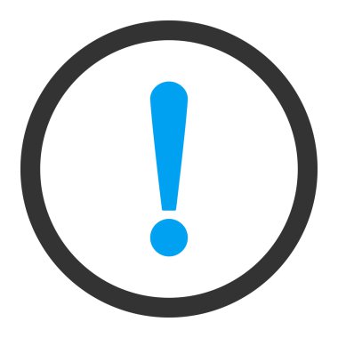 Exclamation Sign flat blue and gray colors rounded vector icon