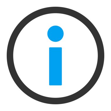 Bilgi düz mavi ve gri renkler yuvarlak vektör simgesi