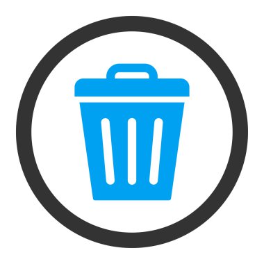 Trash Can flat blue and gray colors rounded vector icon