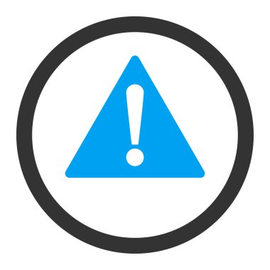 Düz mavi ve gri renkler yuvarlak vektör simgesi uyarısı