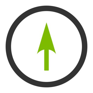 Ok Ekseni Y düz eko yeşil ve gri renkler yuvarlak vektör simgesi