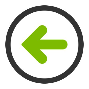 Arrow Left flat eco green and gray colors rounded vector icon