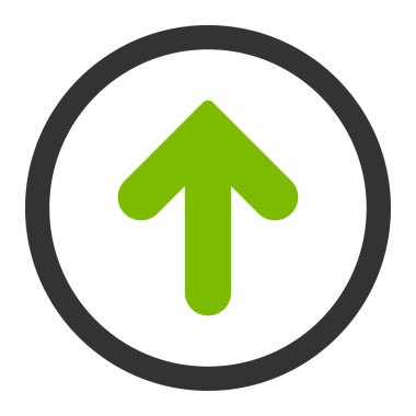 Düz eko yeşil ve gri renkli yuvarlak vektör simgesi